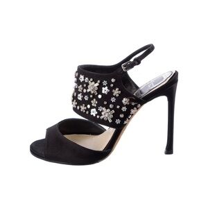 Christian Dior Satin Crystal Embellishments Slingback Sandals